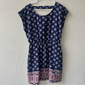 Hippie Rose Blue and White Dolman Sleeve Mini Sundress